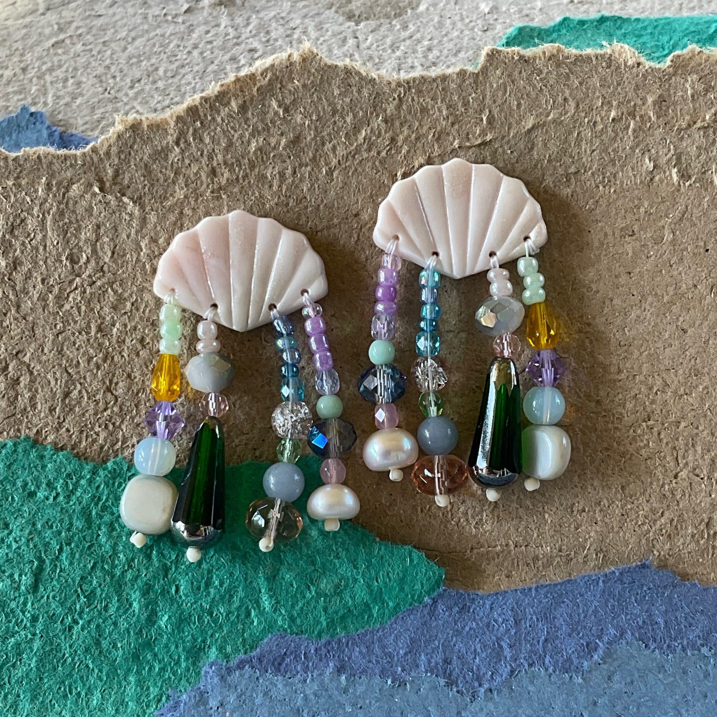 Shell drops - Ballet Pink and Mermaid Green