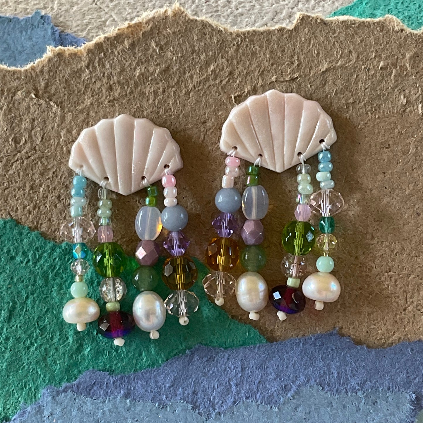 Shell drops - Ballet Pink and Mermaid Green
