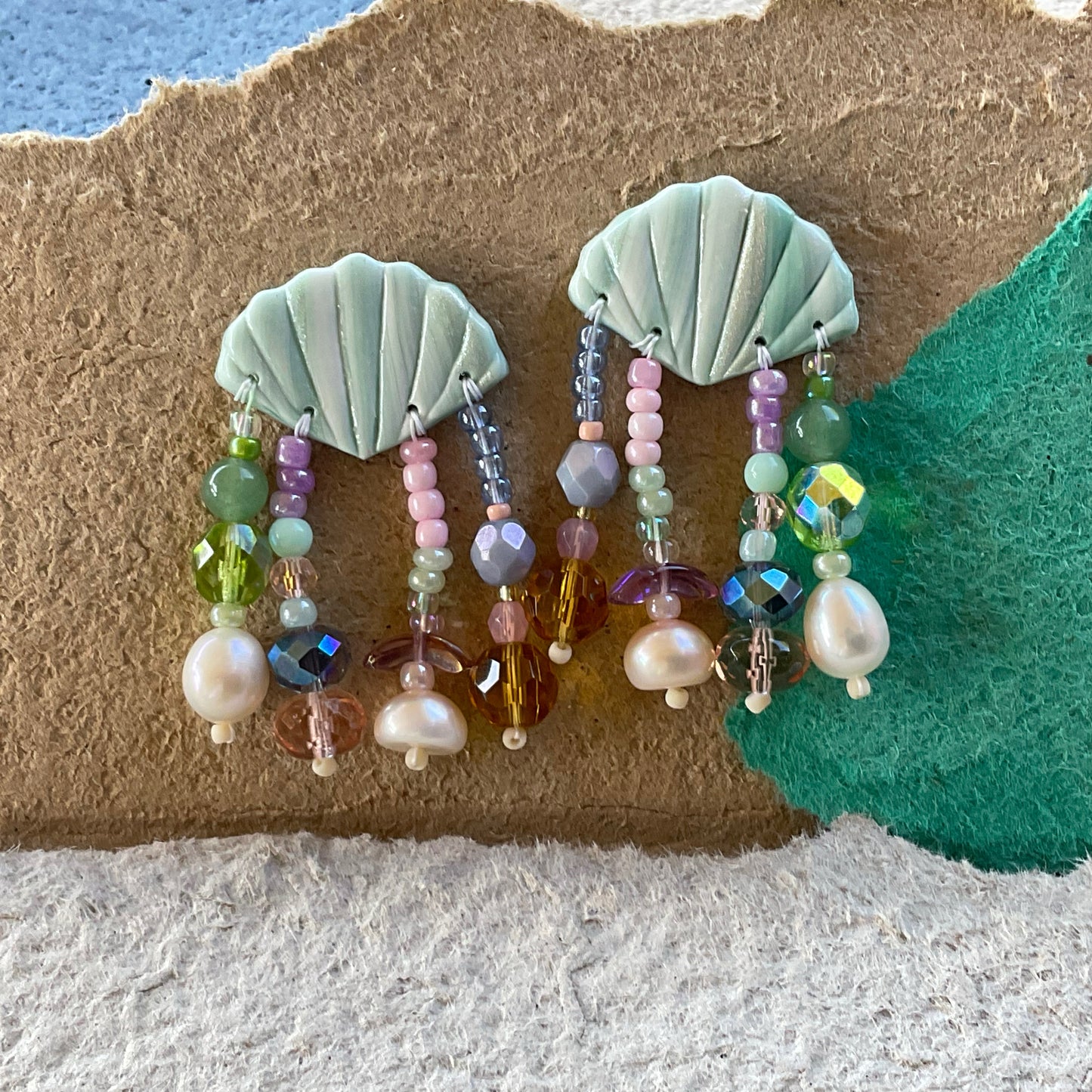 Shell drops - Ballet Pink and Mermaid Green