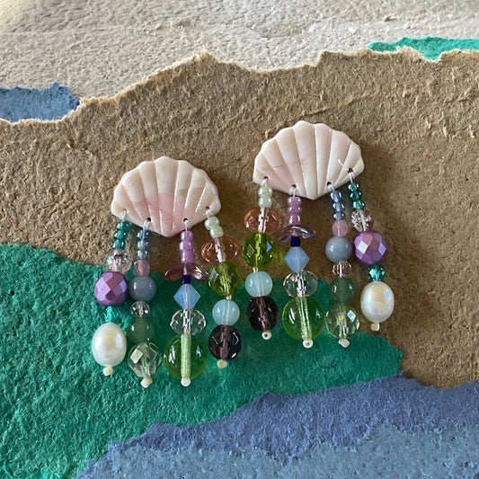 Shell drops - Ballet Pink and Mermaid Green